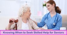 Knowing When to Seek Skilled Help for Senior Care. Picture of an older caucasian female meeting with a young caucasian nurse.